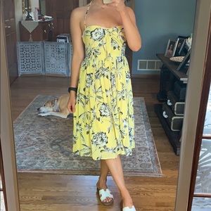 BB Dakota yellow floral midi dress